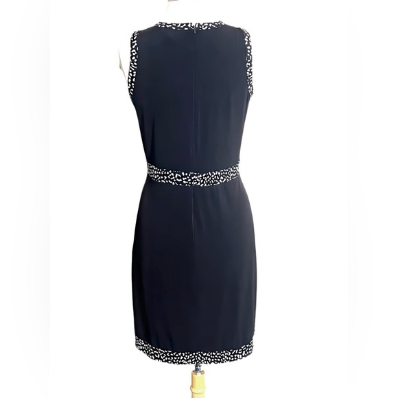 Michael Kors MICHAEL Sleeveless Black Faux-Wrap Dress w/ Animal Print Trim Sz M - Picture 4 of 13